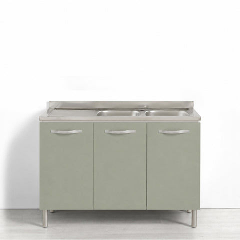 Sotto lavello per cucina componibile da 120 cm con 3 ante linea MAKA, realizzata in legno 100% MADE IN ITALY