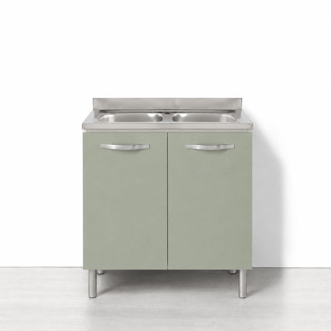 Sotto lavello per cucina componibile da 80 cm con 2 ante linea MAKA, realizzata in legno 100% MADE IN ITALY