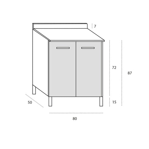 Base per cucina componibile da 80 cm con 2 ante linea MAKA, realizzata in legno 100% MADE IN ITALY