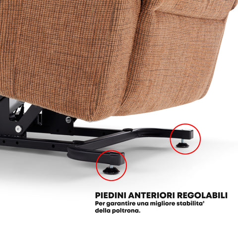 Poltrona elettrica relax 4 motori Marsiglia con poggiatesta e cuscino lombare regolabili, Kit Optional Roller System e Kit Optional Batteria