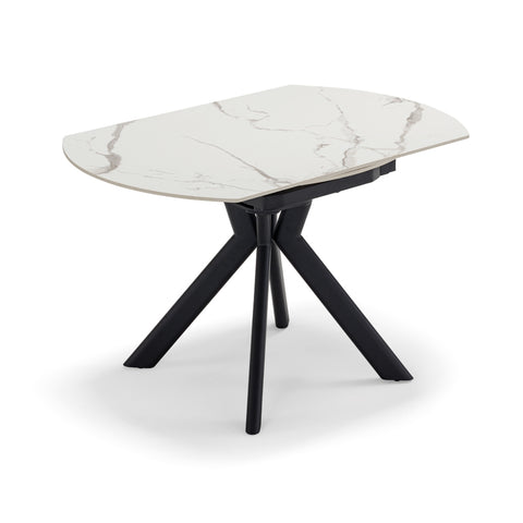 Tavolo da pranzo ellittico 120x80 modello MAUI con meccanismo estensibile top in grès ceramico