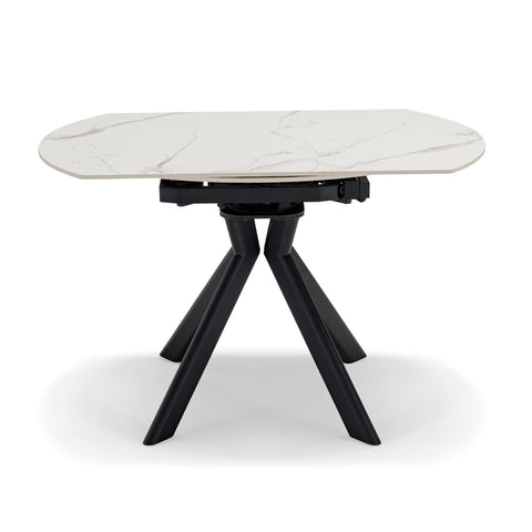 Tavolo da pranzo ellittico 120x80 modello MAUI con meccanismo estensibile top in grès ceramico