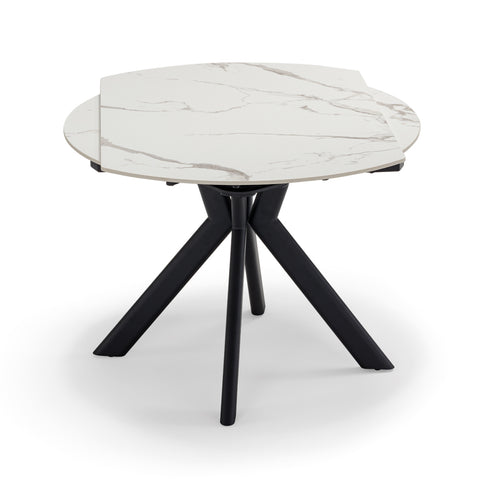 Tavolo da pranzo ellittico 120x80 modello MAUI con meccanismo estensibile top in grès ceramico