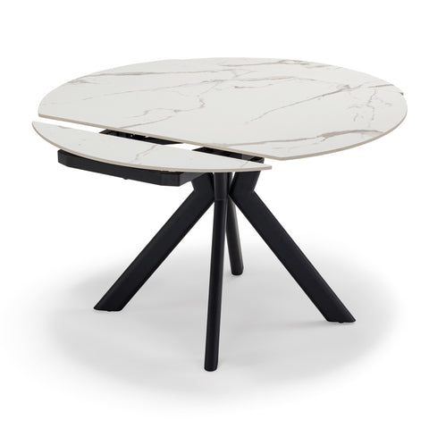 Tavolo da pranzo ellittico 120x80 modello MAUI con meccanismo estensibile top in grès ceramico