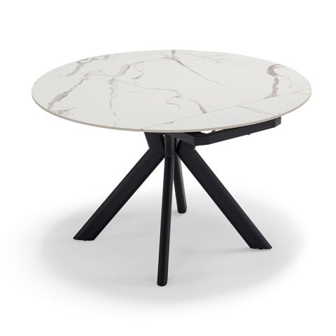 Tavolo da pranzo ellittico 120x80 modello MAUI con meccanismo estensibile top in grès ceramico