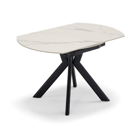 Tavolo da pranzo ellittico 120x80 modello MAUI con meccanismo estensibile top in grès ceramico