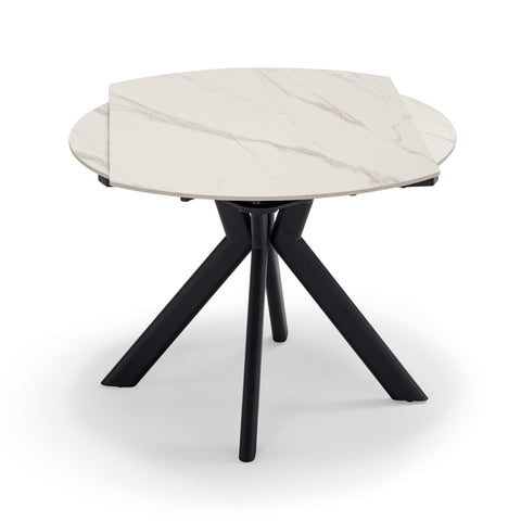 Tavolo da pranzo ellittico 120x80 modello MAUI con meccanismo estensibile top in grès ceramico