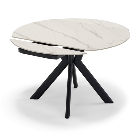 Tavolo da pranzo ellittico 120x80 modello MAUI con meccanismo estensibile top in grès ceramico