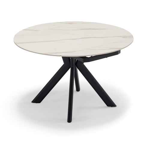 Tavolo da pranzo ellittico 120x80 modello MAUI con meccanismo estensibile top in grès ceramico