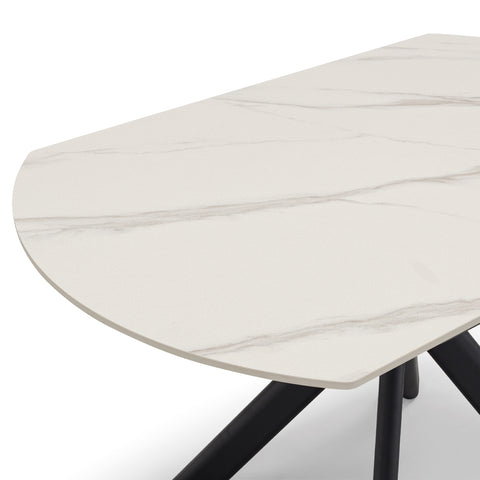 Tavolo da pranzo ellittico 120x80 modello MAUI con meccanismo estensibile top in grès ceramico