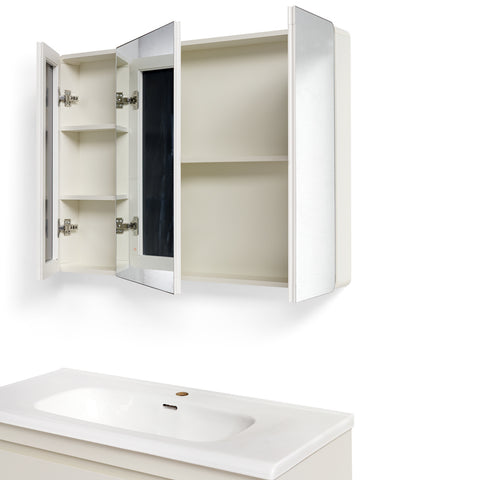 Mobile Bagno Sospeso 60/80/100 cm MIMOSA in alluminio con ante e cassetti, specchiera sospesa, lavabo in ceramica