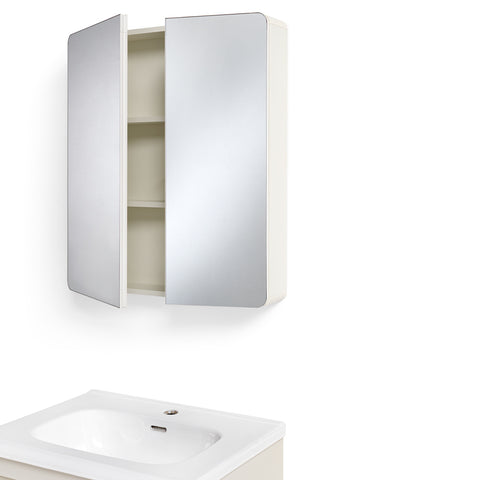 Mobile Bagno Sospeso 60/80/100 cm MIMOSA in alluminio con ante e cassetti, specchiera sospesa, lavabo in ceramica