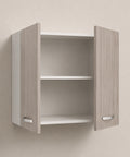 Pensile sospeso per cucina componibile da 80 cm con doppia anta finitura olmo chiaro effetto legno, struttura bianca e pratico ripiano interno. Soluzione capiente e funzionale per organizzare stoviglie, alimenti e accessori, perfetta per cucine moderne e contemporanee.