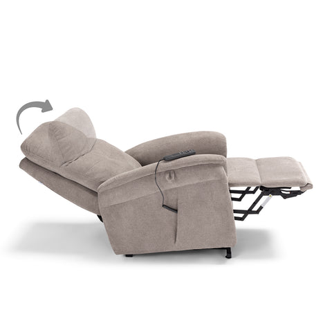 Poltrona elettrica relax 4 motori Parigi con poggiatesta e cuscino lombare regolabili, Kit Optional Roller System e Kit Optional Batteria