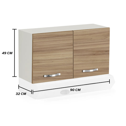 Pensile sopra cappa per cucina componibile da 90 cm con 2 ante linea MAKA, realizzato in legno 100% MADE IN ITALY
