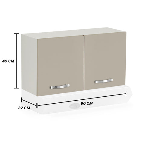 Pensile sopra cappa per cucina componibile da 90 cm con 2 ante linea MAKA, realizzato in legno 100% MADE IN ITALY