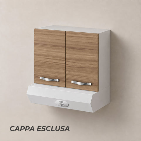Pensile sopra cappa per cucina componibile da 60 cm con due ante linea MAKA, realizzato in legno 100% MADE IN ITALY