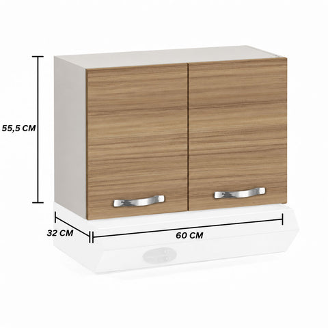 Pensile sopra cappa per cucina componibile da 60 cm con due ante linea MAKA, realizzato in legno 100% MADE IN ITALY