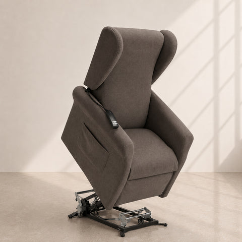 Poltrona relax elettrica Pisa 2 motori con alzapersona, Roller System a 4 ruote indipendenti e telecomando