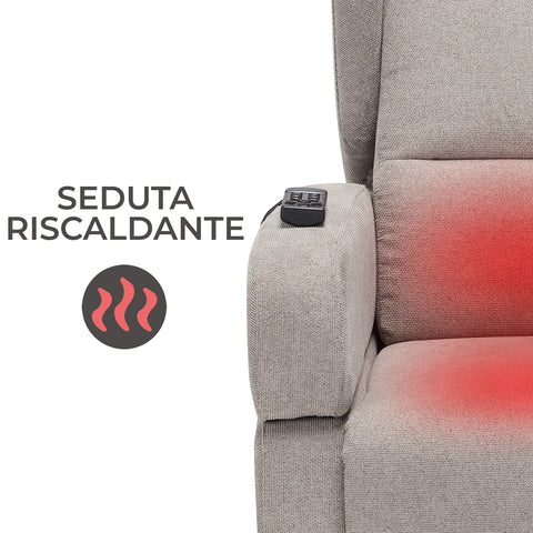 Poltrona elettrica relax Bilbao 4 motori con Batteria, Drive System, Vibromassaggio, Sistema Riscaldante e Kit Optional Tavolino Legge 104