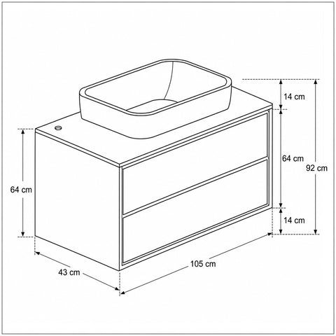 Mobile bagno sospeso Steel 105 cm nero bruciato con lavabo in ceramica
