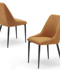 Set di 2 Sedie imbottite rosa giallo senape mango con gambe in metallo ghisa prodotta in Italia 