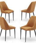 Set di 4 Sedie imbottite rosa giallo senape mango con gambe in metallo ghisa prodotta in Italia 