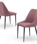 Set di 2 Sedie imbottite rosa vintage senape con gambe in metallo ghisa prodotta in Italia 