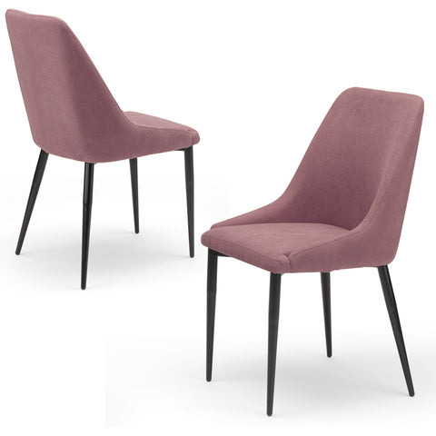 Set di 2 Sedie imbottite rosa vintage senape con gambe in metallo ghisa prodotta in Italia 