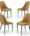 Set di 4 Sedie imbottite giallo senape con gambe in metallo ghisa prodotta in Italia 