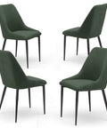 Set di 4 Sedie imbottite verde con gambe in metallo ghisa prodotta in Italia 