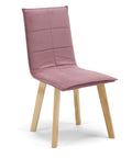 Sedia imbottita in tessuto con gambe in legno faggio
