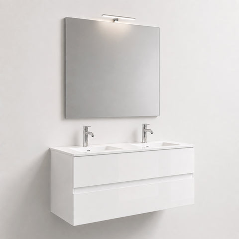 Mobile bagno sospeso Start 120 cm bianco lucido con lavabo in ceramica
