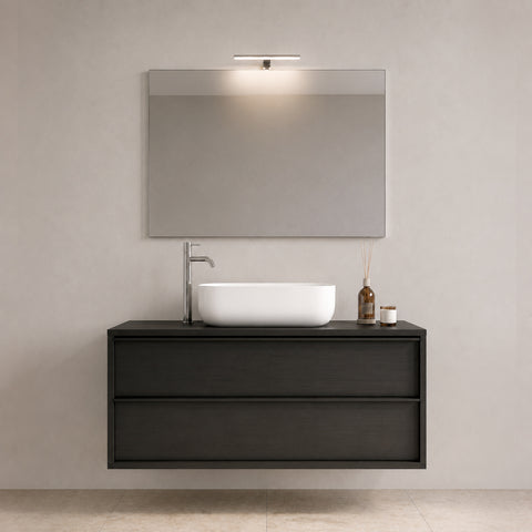 Mobile bagno sospeso Steel 105 cm nero bruciato con lavabo in ceramica
