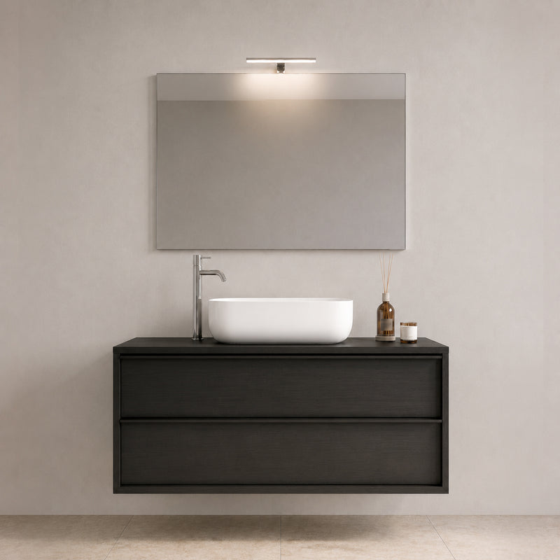 Mobile bagno sospeso Steel 105 cm nero bruciato con lavabo in ceramica