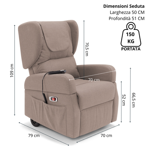 Poltrona elettrica relax 4 motori 2+2 Tokyo con Batteria e Drive System con Legge 104