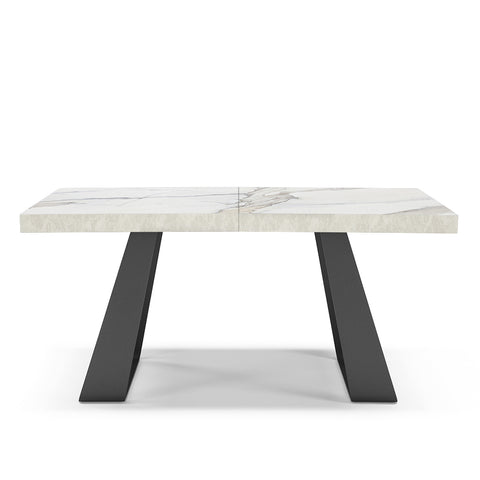 Tavolo con top in legno effetto marmo carrara e gambe in metallo scheda tecnica
