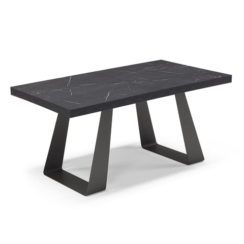Tavolo con top in legno effetto pietra e gambe in metallo