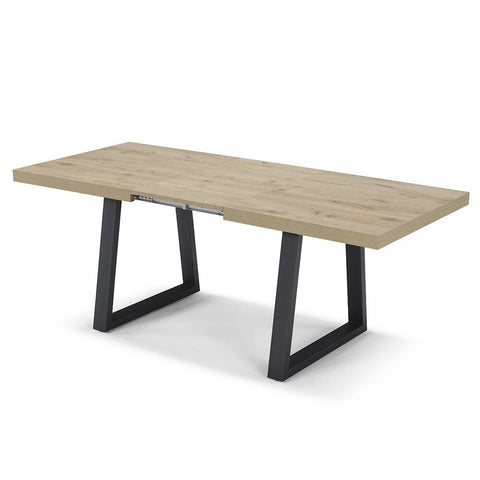 Tavolo con top in legno effetto noce e gambe in metallo allungabile