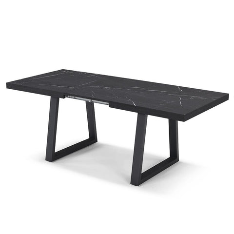 Tavolo con top in legno effetto pietra nera e gambe in metallo allungabile