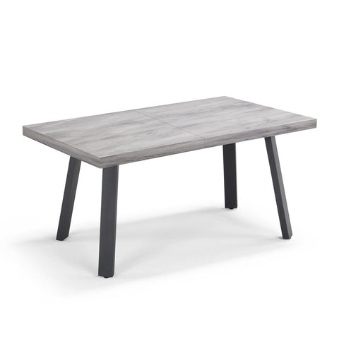 Tavolo con top in legno effetto cemento e gambe in metallo