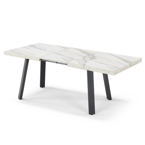 Tavolo con top in legno effetto marmo con gambe in metallo allungabile