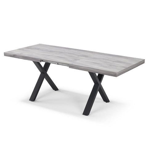 Tavolo con top in legno effetto cemento e gambe in metallo allungabile