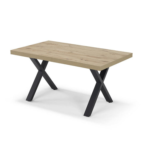 Tavolo con top in legno effetto noce e gambe in metallo