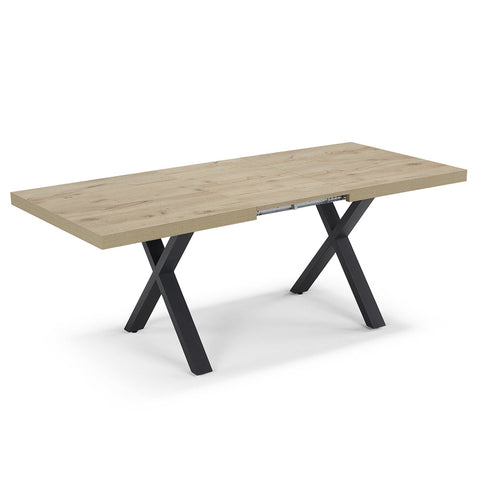 Tavolo con top in legno effetto noce e gambe in metallo allungabile
