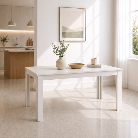 Tavolo allungabile Brio in finitura Bianco frassino, design moderno e funzionale, ideale per cucina, soggiorno e sala da pranzo.