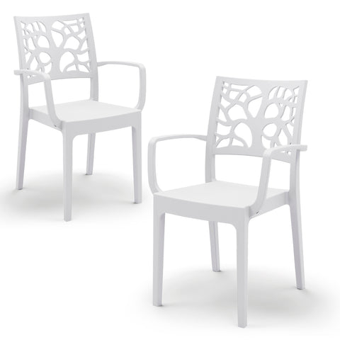 Sedia in polipropilene Teti con braccioli impilabile Design moderno da Interno/Esterno