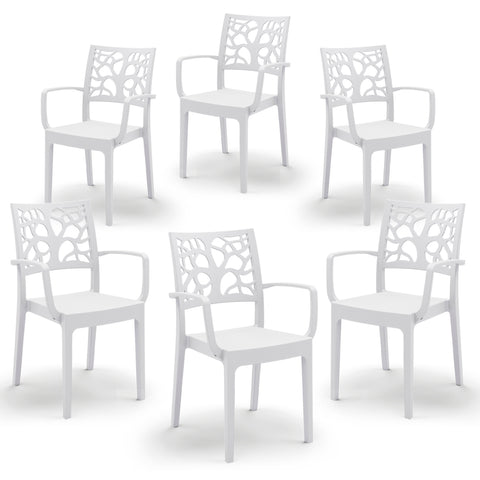 Sedia in polipropilene Teti con braccioli impilabile Design moderno da Interno/Esterno