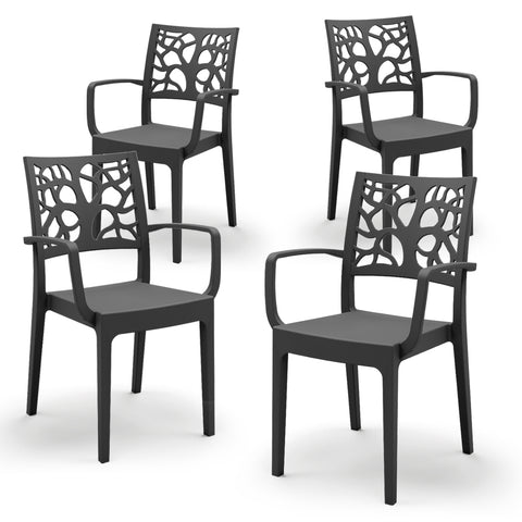 Sedia in polipropilene Teti con braccioli impilabile Design moderno da Interno/Esterno