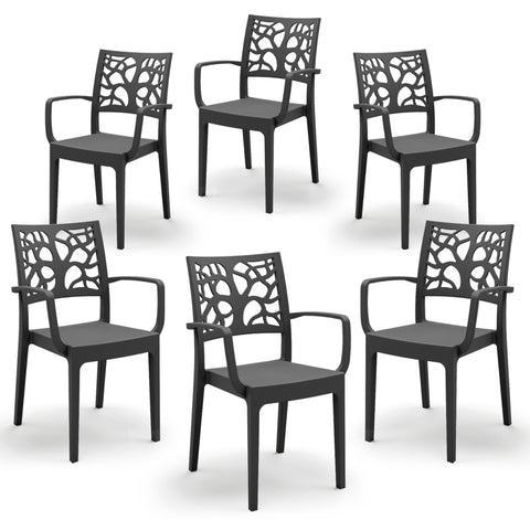 Sedia in polipropilene Teti con braccioli impilabile Design moderno da Interno/Esterno